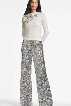 Women Sachin & Babi Matching Sets-Alli Pant Silver Sequins