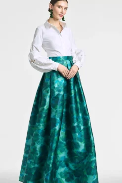 Women Sachin & Babi Matching Sets-Ava Skirt Emerald Watercolor Floral
