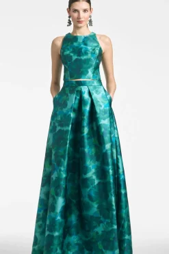 Women Sachin & Babi Matching Sets-Ava Skirt Emerald Watercolor Floral