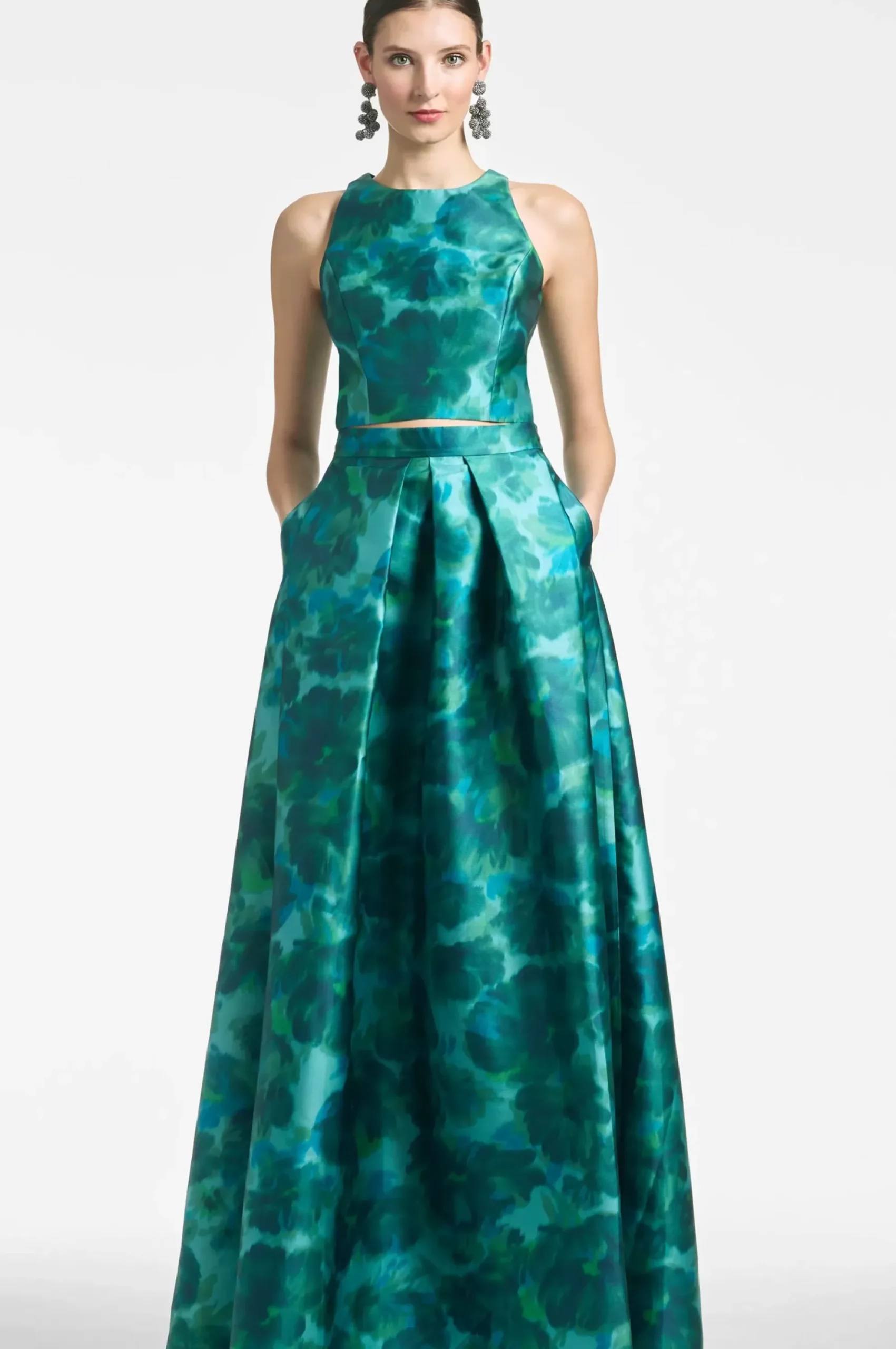 Women Sachin & Babi Matching Sets-Ava Skirt Emerald Watercolor Floral