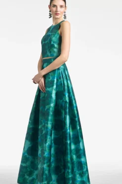 Women Sachin & Babi Matching Sets-Ava Skirt Emerald Watercolor Floral