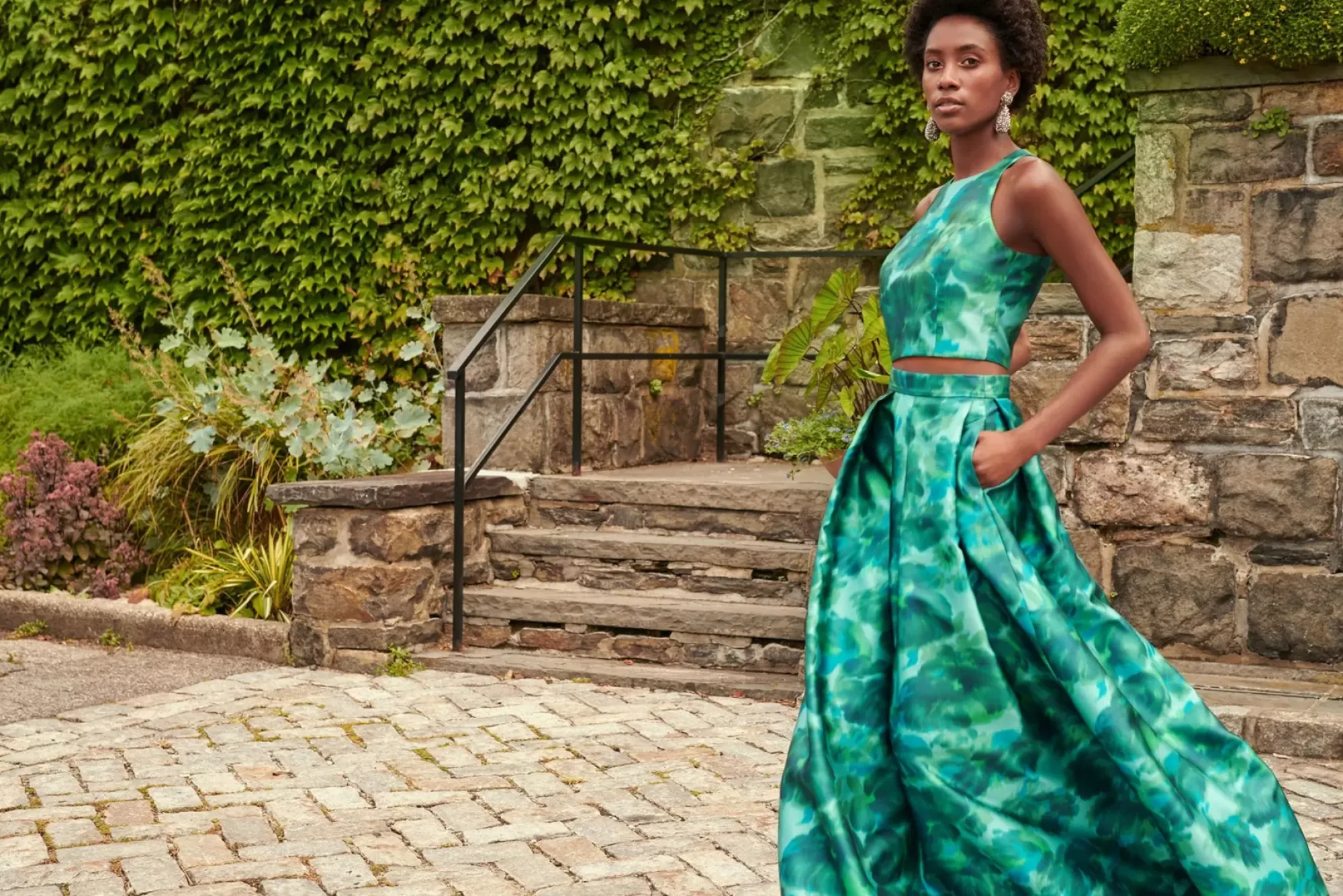 Women Sachin & Babi Matching Sets-Ava Skirt Emerald Watercolor Floral