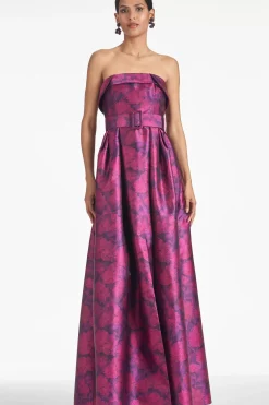 Women Sachin & Babi Gowns-Brielle Gown Magenta Bloom