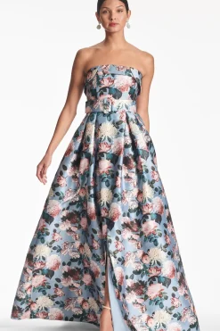 Women Sachin & Babi Gowns-Brielle Gown Ice Blue Garden