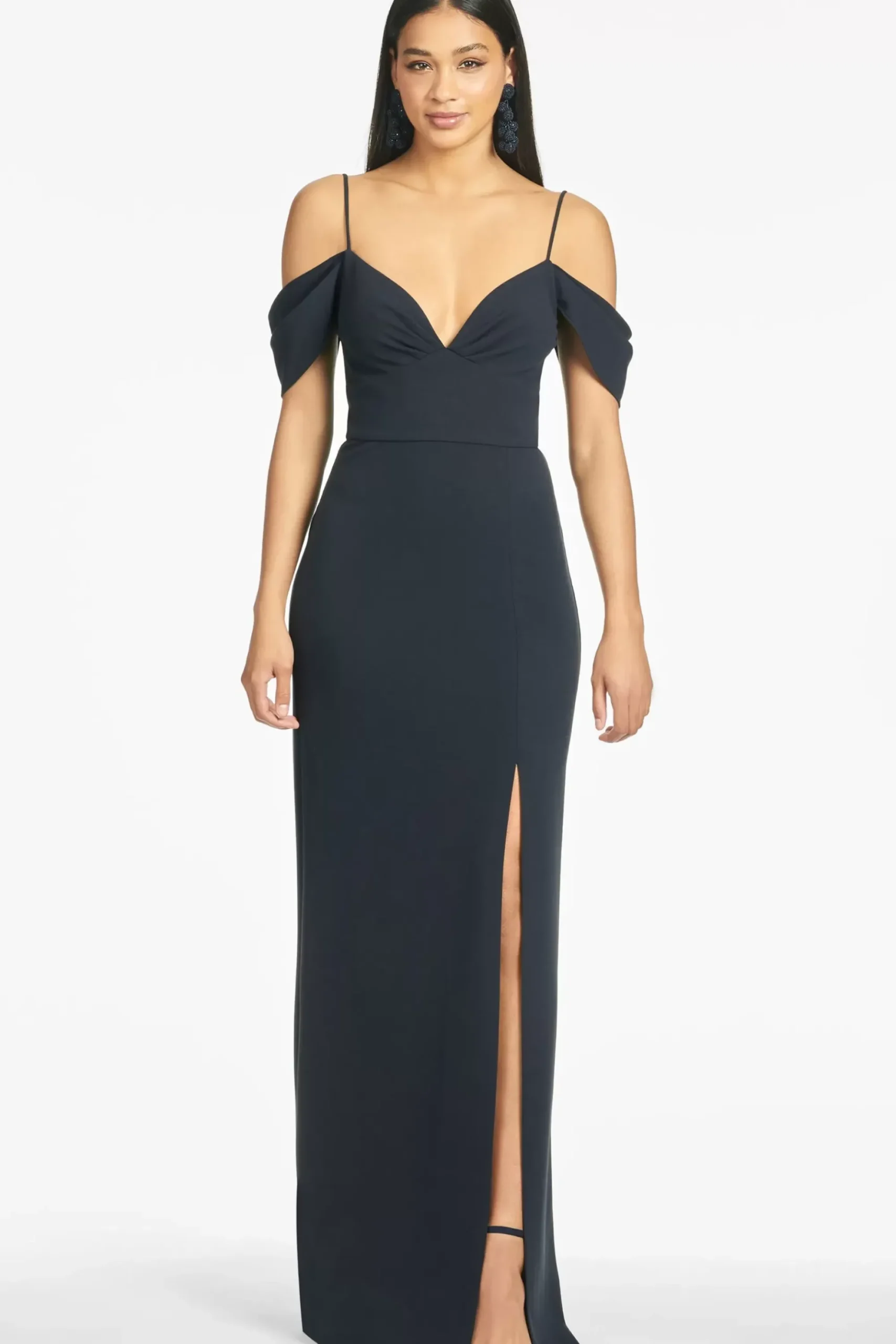 Women Sachin & Babi Gowns-Brittany 4-Way Stretch Crepe Gown Navy