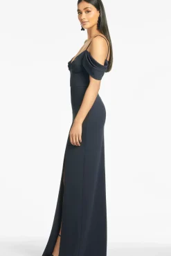 Women Sachin & Babi Gowns-Brittany 4-Way Stretch Crepe Gown Navy