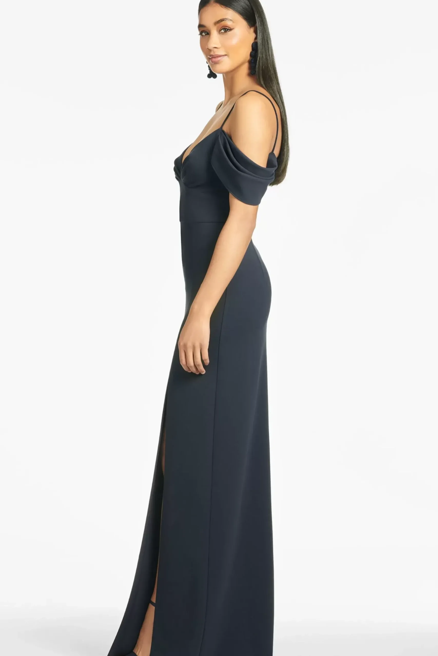 Women Sachin & Babi Gowns-Brittany 4-Way Stretch Crepe Gown Navy