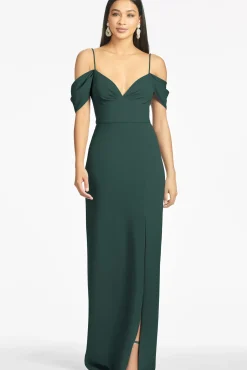 Women Sachin & Babi Gowns-Brittany 4-Way Stretch Crepe Gown Emerald