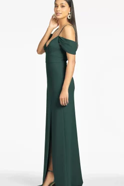 Women Sachin & Babi Gowns-Brittany 4-Way Stretch Crepe Gown Emerald
