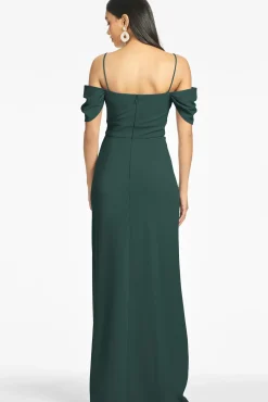 Women Sachin & Babi Gowns-Brittany 4-Way Stretch Crepe Gown Emerald