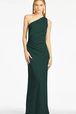 Women Sachin & Babi Gowns-Cece 4-Way Stretch Crepe Gown Emerald