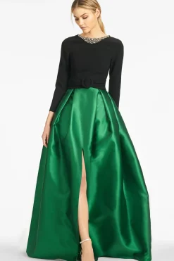 Women Sachin & Babi Gowns-Desdemona Gown Black/Emerald