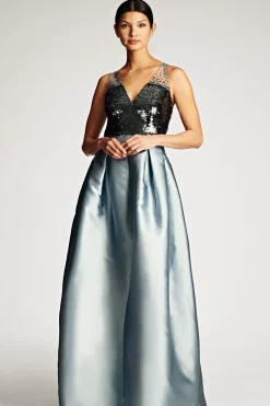 Women Sachin & Babi Gowns-Erica Gown Silver/Ash Blue