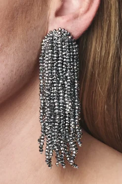 Women Sachin & Babi Earrings-Fountain Earrings-Metallic Faceted Beads