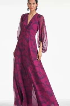 Women Sachin & Babi Gowns-Jenny Gown Magenta Bloom