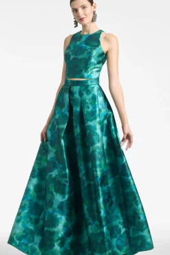 Women Sachin & Babi Tops & Blouses-Lexie Top Emerald Watercolor Floral