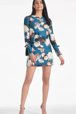 Women Sachin & Babi Dresses-Lily Dress Crepe Mini Dress Teal Garden