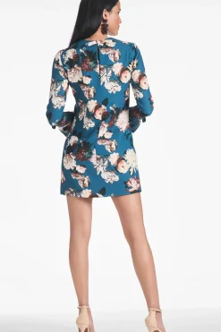 Women Sachin & Babi Dresses-Lily Dress Crepe Mini Dress Teal Garden