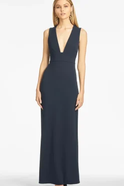 Women Sachin & Babi Gowns-Loretta 4-Way Stretch Crepe Gown Navy