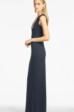 Women Sachin & Babi Gowns-Loretta 4-Way Stretch Crepe Gown Navy