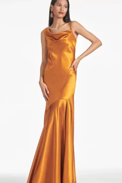 Women Sachin & Babi Gowns-Lucy Gown Saffron