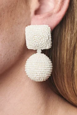 Women Sachin & Babi Earrings-Lydia Earrings-Smooth Beads Ivory
