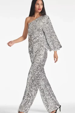 Women Sachin & Babi Tops & Blouses-Morgan Top Sequins Silver