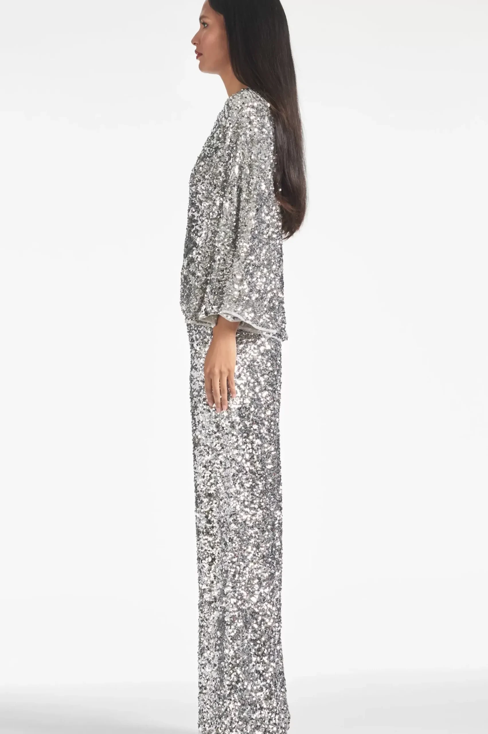 Women Sachin & Babi Tops & Blouses-Morgan Top Sequins Silver