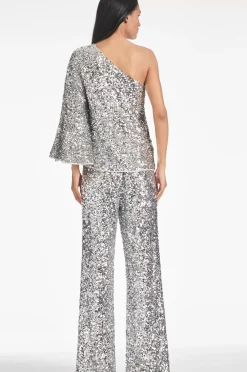 Women Sachin & Babi Tops & Blouses-Morgan Top Sequins Silver