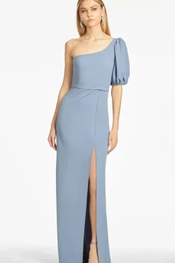 Women Sachin & Babi Gowns-Nadia 4-Way Stretch Crepe Gown Slate Blue