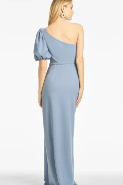 Women Sachin & Babi Gowns-Nadia 4-Way Stretch Crepe Gown Slate Blue
