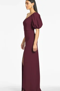 Women Sachin & Babi Gowns-Nadia 4-Way Stretch Crepe Gown Deep Wine