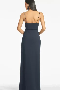 Women Sachin & Babi Gowns-Paulina 4-Way Stretch Crepe Gown Navy