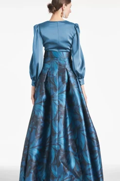 Women Sachin & Babi Gowns-Zoe Gown Smokey Slate/Tonal Petal