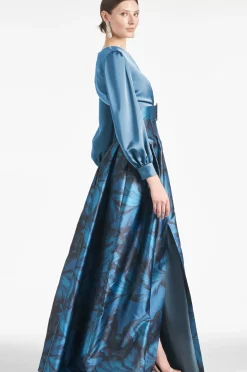 Women Sachin & Babi Gowns-Zoe Gown Smokey Slate/Tonal Petal