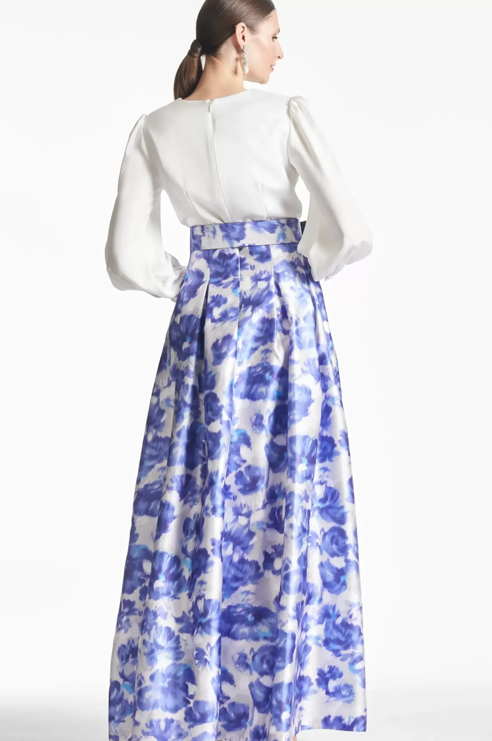 Women Sachin & Babi Gowns-Zoe Gown Off White/Azure Watercolor