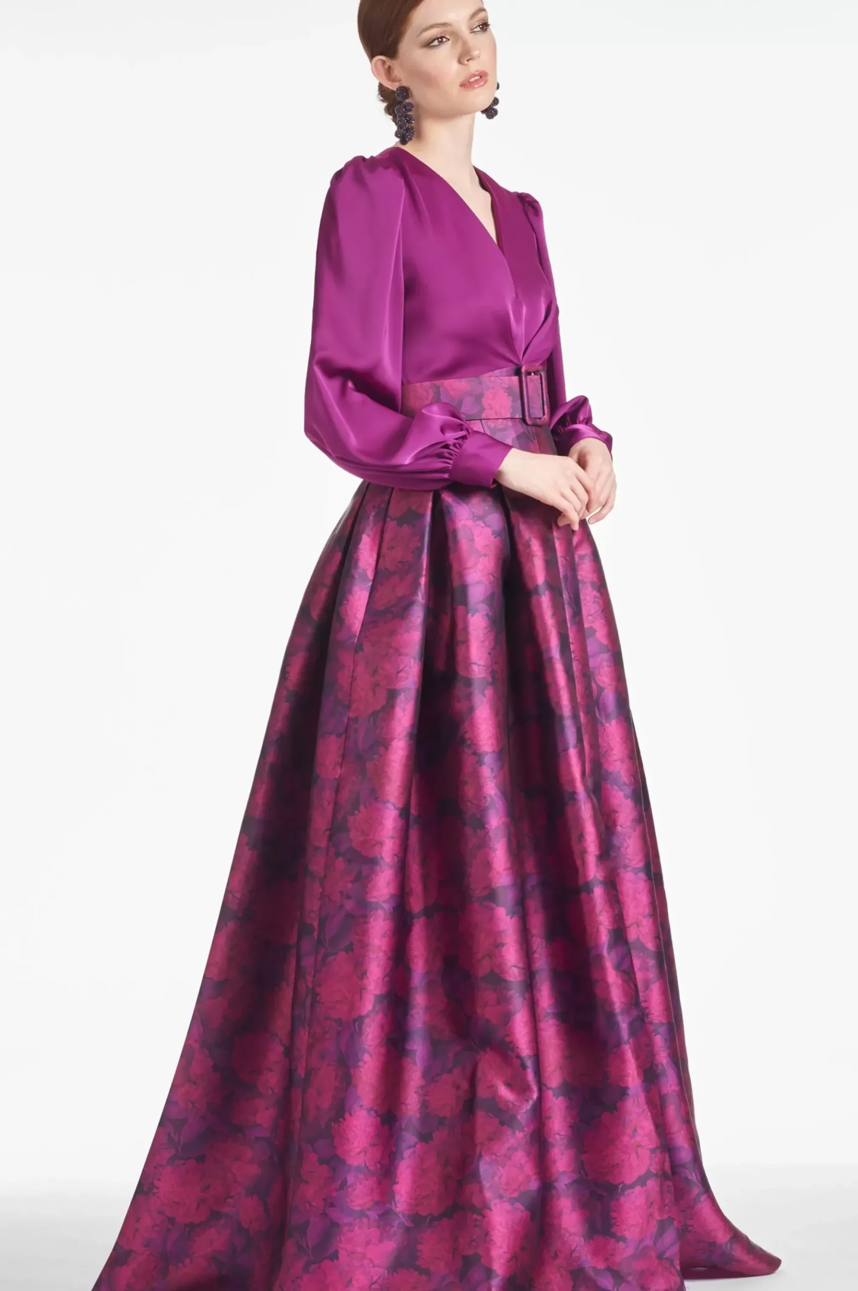 Women Sachin & Babi Gowns-Zoe Gown Sparkling Grape/Magenta Bloom