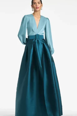 Women Sachin & Babi Gowns-Zoe Gown Seaglass/Deep Teal