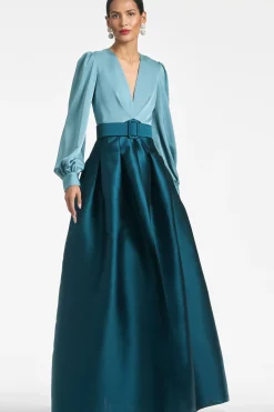 Women Sachin & Babi Gowns-Zoe Gown Seaglass/Deep Teal