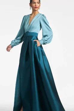 Women Sachin & Babi Gowns-Zoe Gown Seaglass/Deep Teal